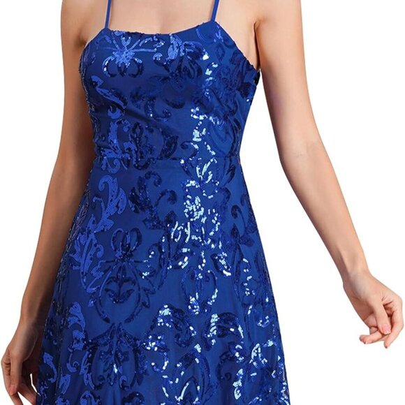 Short Prom Sequin Dress for Women in Royal Blue - Picture 1 of 9